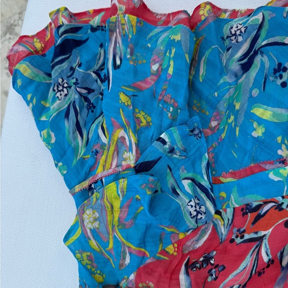 Tanya Taylor Bianka Silk Faux Wrap Floral Print Ruffle Mini Dress Size 4 Women's - Picture 16 of 16